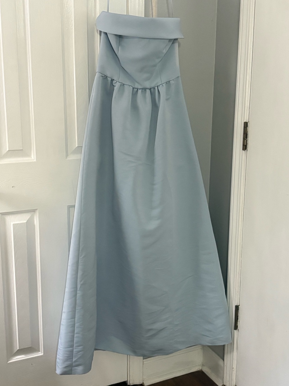 Amsale Rene Bridesmaid Dress Ice Blue Strapless Bias Cuff Gown - Picture 2 of 2